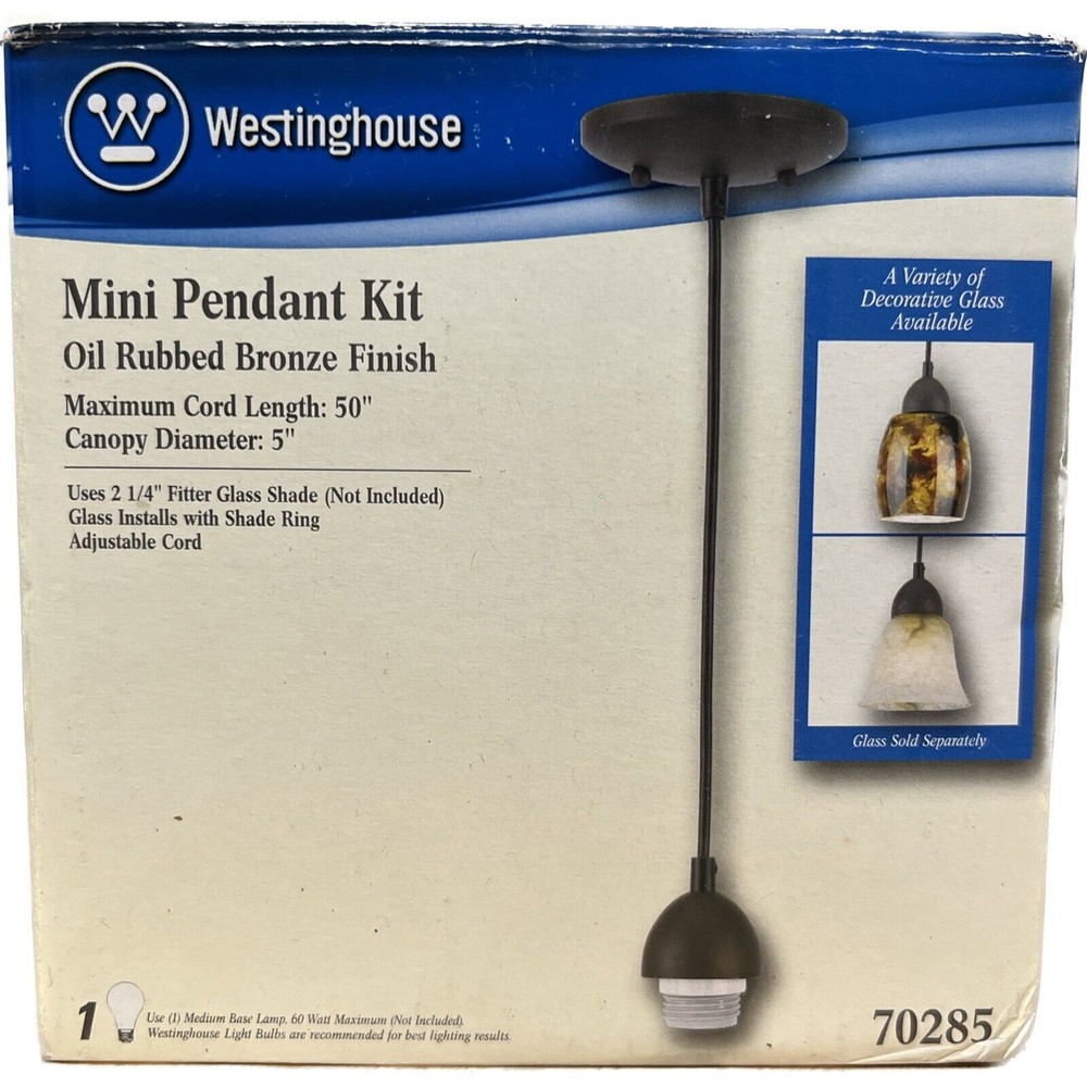 Westinghouse Mini Pendant Kit Oil Rubbed Bronze 70285. Open Box. For Glass Shade